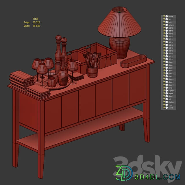 Waiter station with items 3D Models 3DSKY