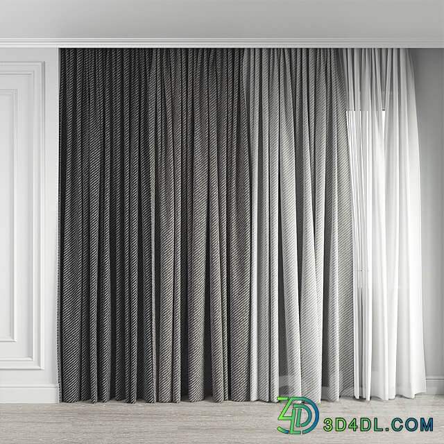 Curtain 10 with Fidivi Jeans upholstery fabric 3D Models 3DSKY