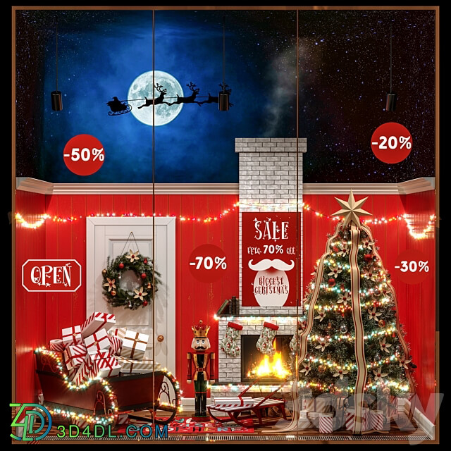 New Year s showcase of the decorative store 3D Models 3DSKY