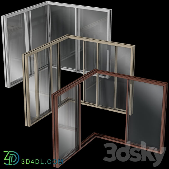 Sliding Corner Stained Glass Aluminum 3D Models 3DSKY