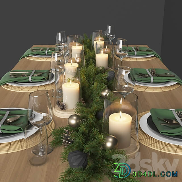 serving table set 003 3D Models