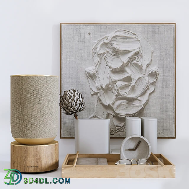 Decorative set with Protea and Plaster panel 3D Models