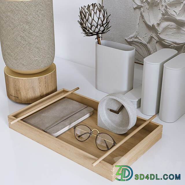 Decorative set with Protea and Plaster panel 3D Models