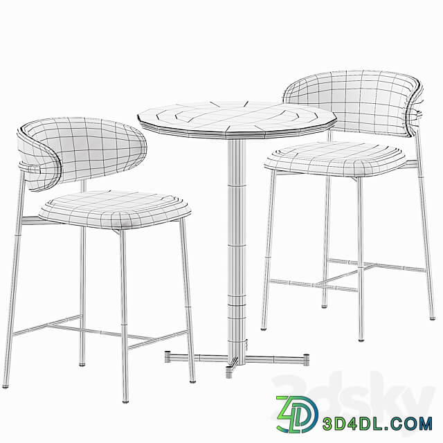 Oleandro Stool Metal bar table by Calligaris Table Chair 3D Models