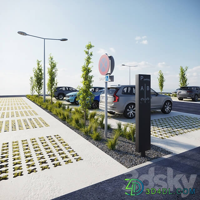 Outdoor eco parking 3D Models