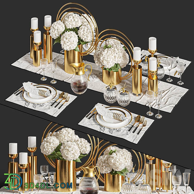 Dinner Table Set 01 3D Models