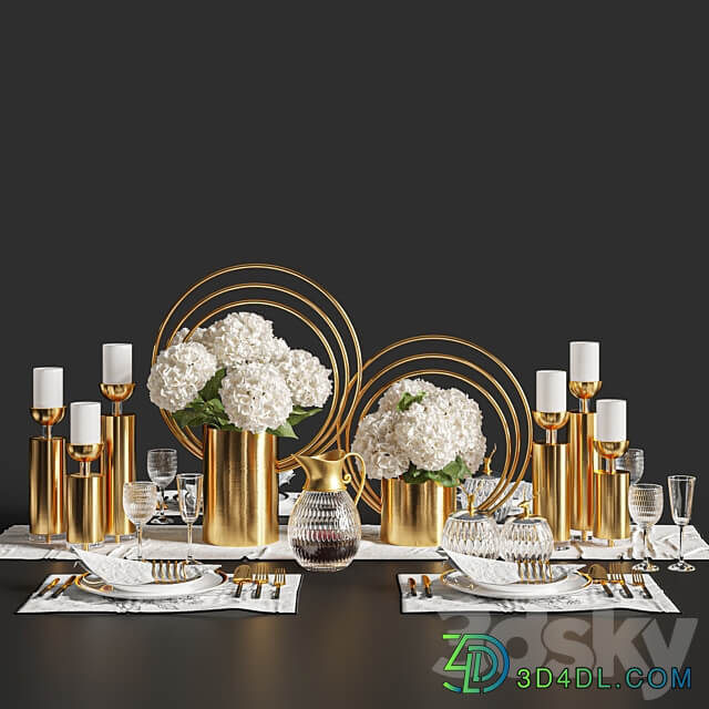 Dinner Table Set 01 3D Models