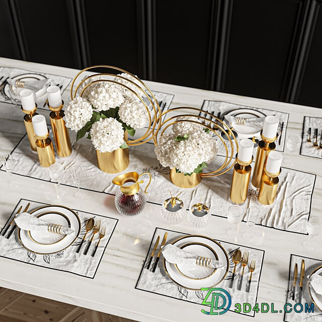 Dinner Table Set 01 3D Models