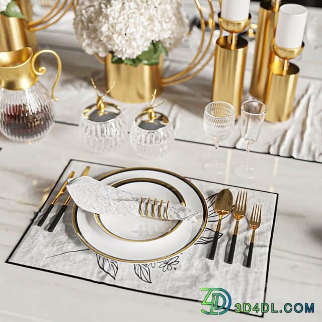 Dinner Table Set 01 3D Models