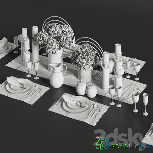 Dinner Table Set 01 3D Models