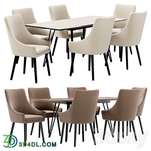 Dining chair Dafna and table Diego Table Chair 3D Models