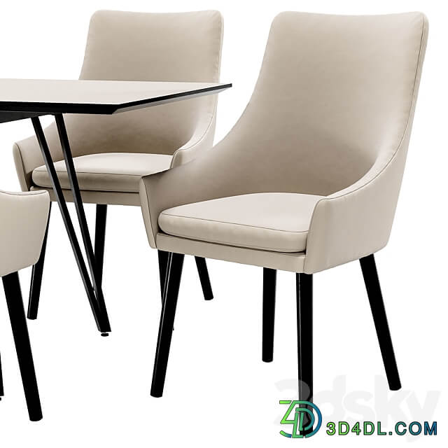 Dining chair Dafna and table Diego Table Chair 3D Models