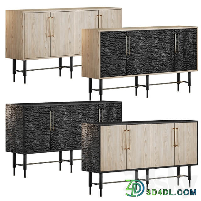 Charred wood chest of drawers Sideboard Chest of drawer 3D Models