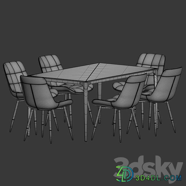 Dining Set 70 Table Chair 3D Models