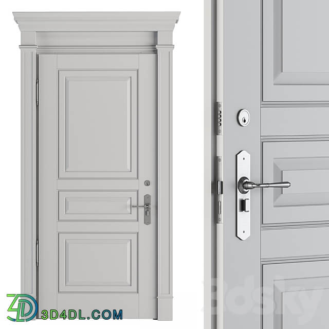 White Front Classic Door Set 37 3D Models