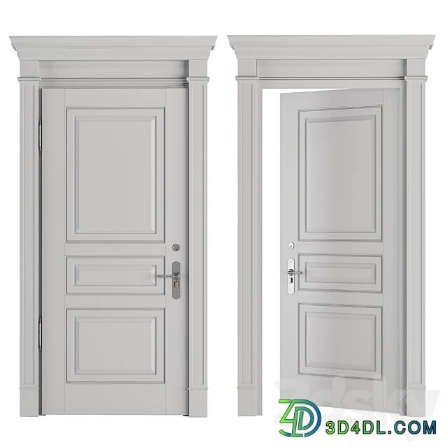 White Front Classic Door Set 37 3D Models