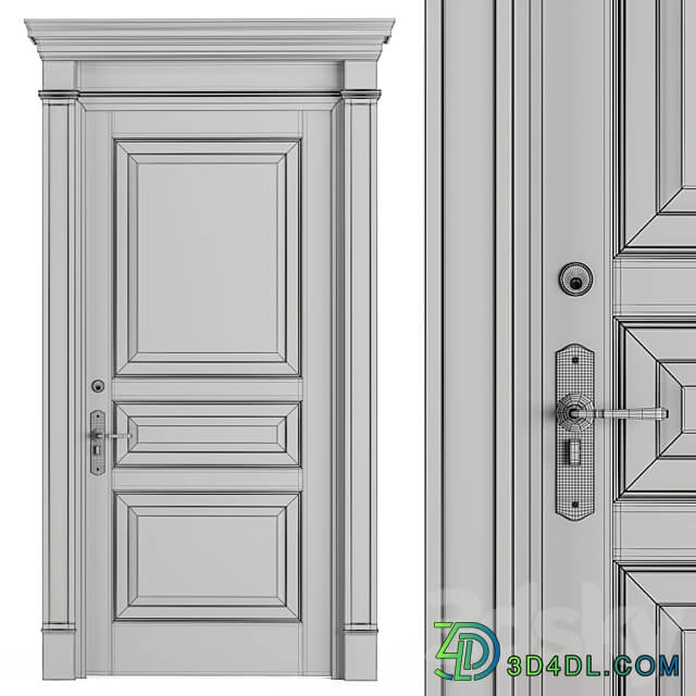 White Front Classic Door Set 37 3D Models