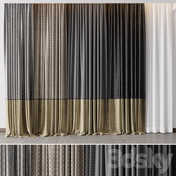 Hadi Gray Gold Curtains 55 Soft Curtains and Linen Silk Fabric 3D Models 