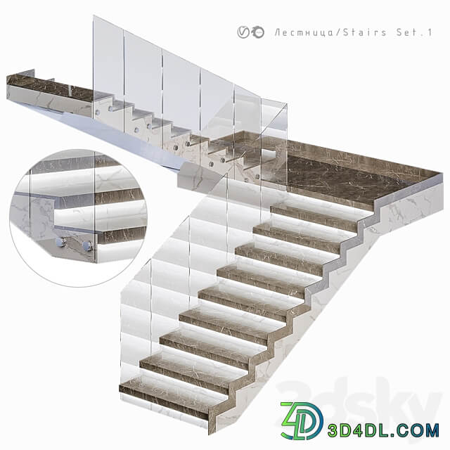 Staircase Set 1 3D Models