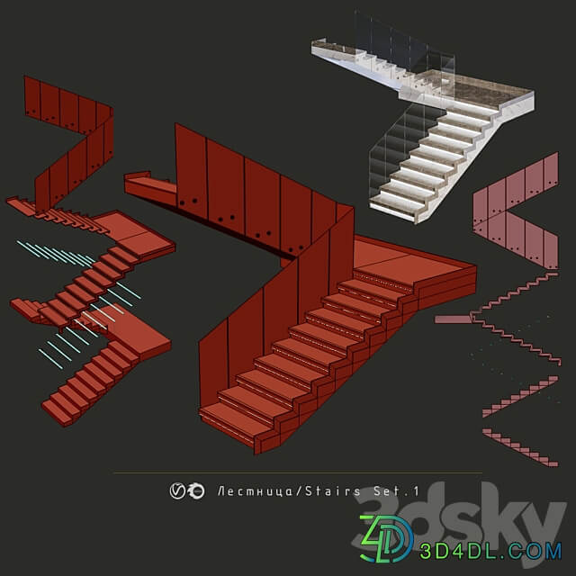 Staircase Set 1 3D Models