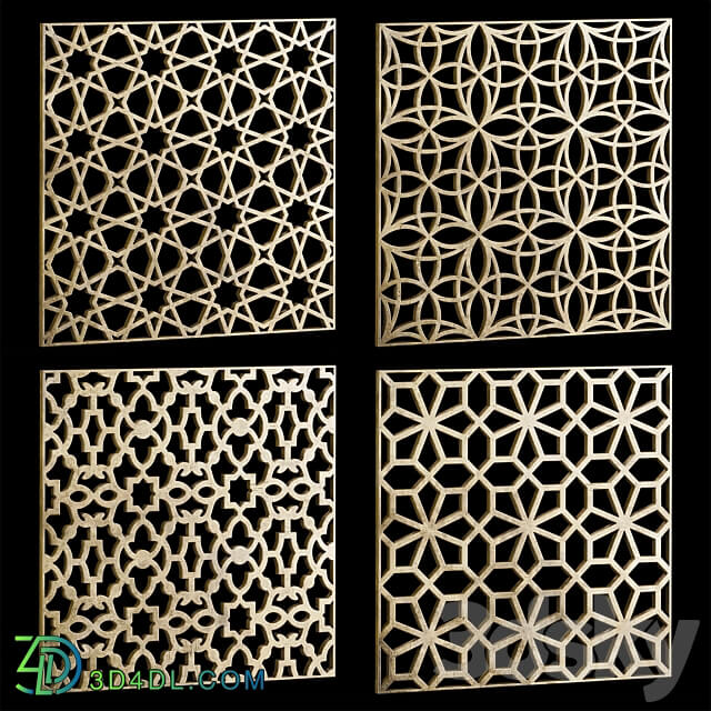 Set of square decorative panels 20 3D Models