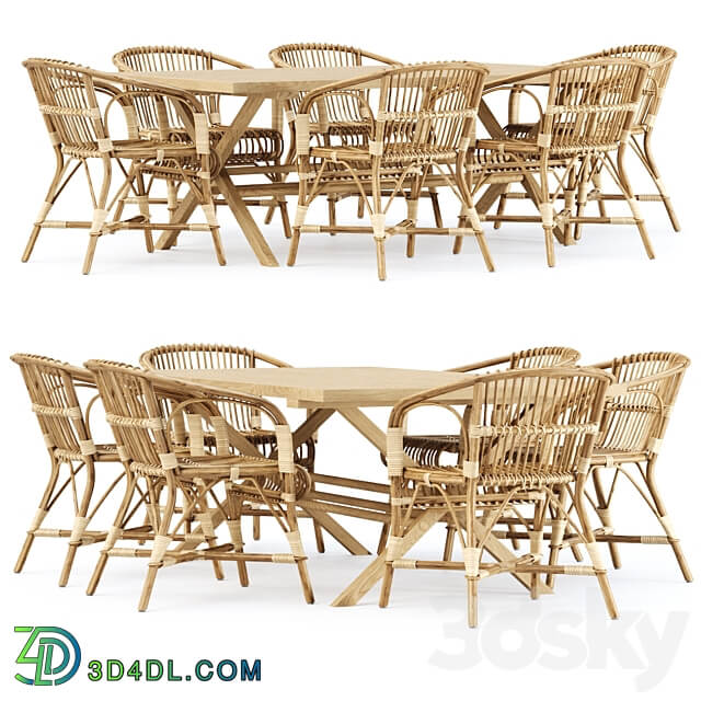 Outdoor garden furniture set v02 Garden furniture set Table Chair 3D Models