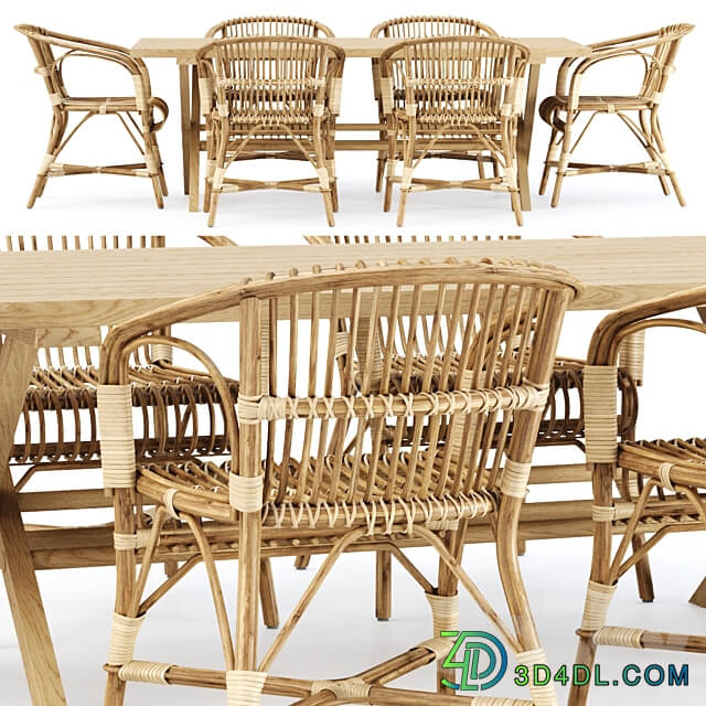Outdoor garden furniture set v02 Garden furniture set Table Chair 3D Models