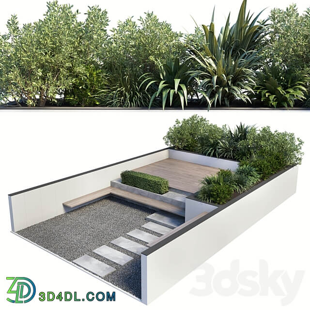 Backyard Urban Environment Urban Furniture Green Benches 19 Urban environment 3D Models