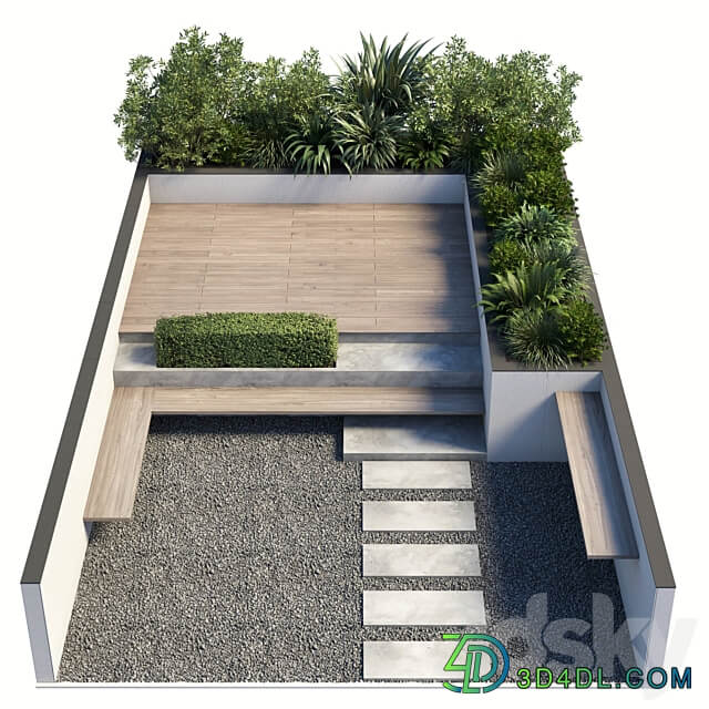 Backyard Urban Environment Urban Furniture Green Benches 19 Urban environment 3D Models