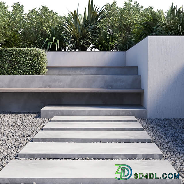 Backyard Urban Environment Urban Furniture Green Benches 19 Urban environment 3D Models