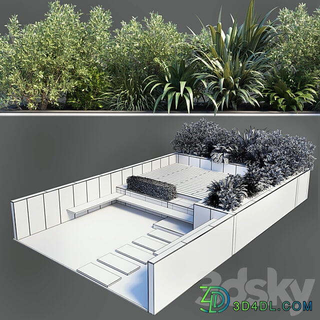 Backyard Urban Environment Urban Furniture Green Benches 19 Urban environment 3D Models