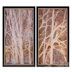 Uttermost Twigs Hand Painted Wall Art Set of 2  