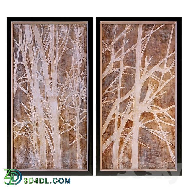 Uttermost Twigs Hand Painted Wall Art Set of 2 