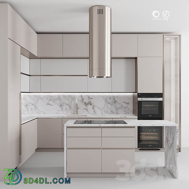 Kitchen 118 White Marble Kitchen 3D Models