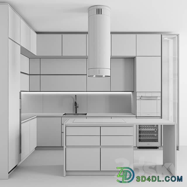 Kitchen 118 White Marble Kitchen 3D Models