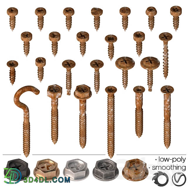 Screws self tapping screws Set 3 3D Models