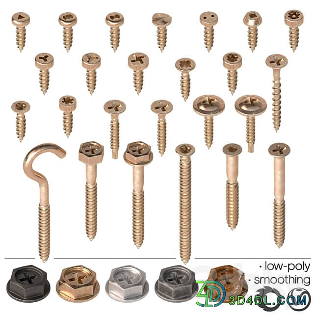 Screws self tapping screws Set 3 3D Models