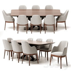 PRADA Dining Table and Fas Chair Table Chair 3D Models 