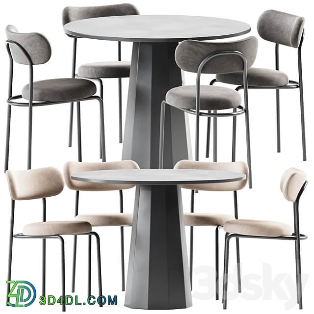 Dix Table and Loop Chair by Connubia Table Chair 3D Models