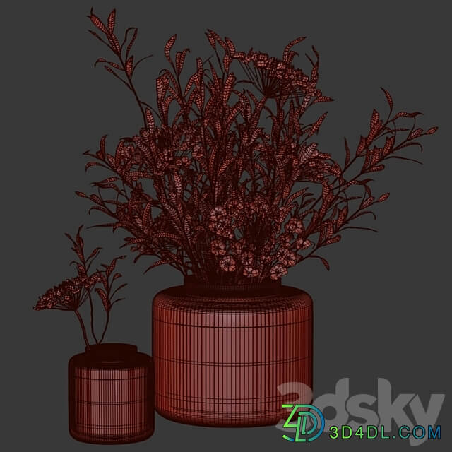 Bouquets in vases Ikea Konstfull 3D Models