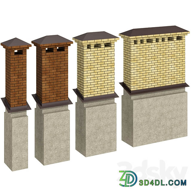 Chimney chimney ventilation duct chimney smokestack ventilation 3D Models