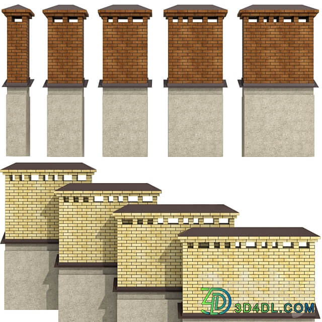 Chimney chimney ventilation duct chimney smokestack ventilation 3D Models