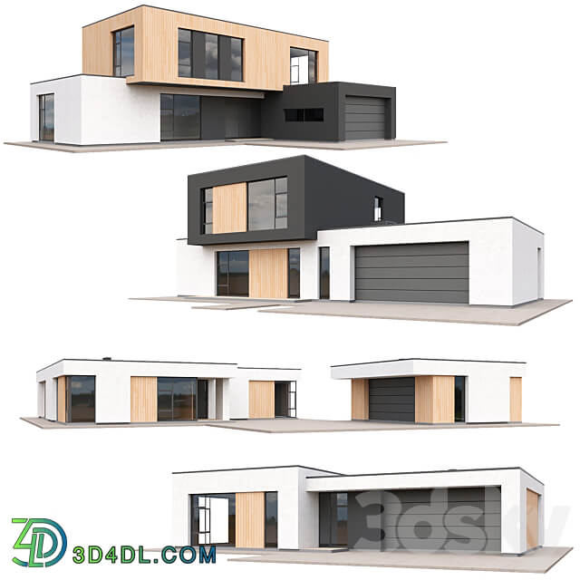 Set of low poly houses 01 3D Models