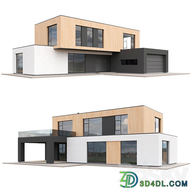 Set of low poly houses 01 3D Models