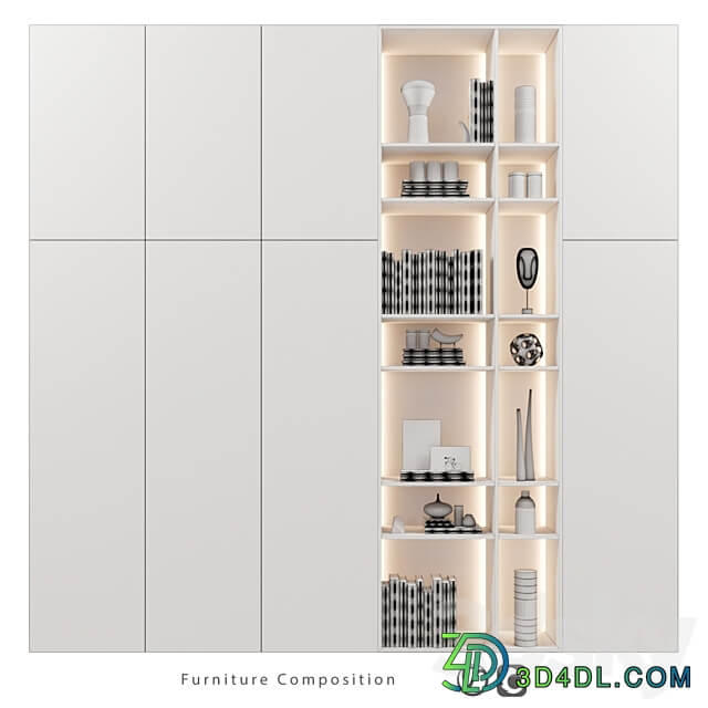 Furniture composition 159 Wardrobe Display cabinets 3D Models