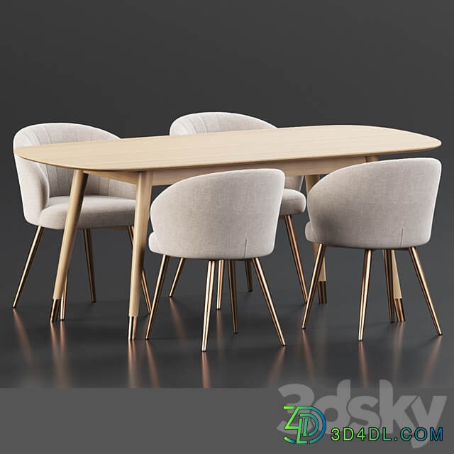 Dining Set 85 Table Chair 3D Models