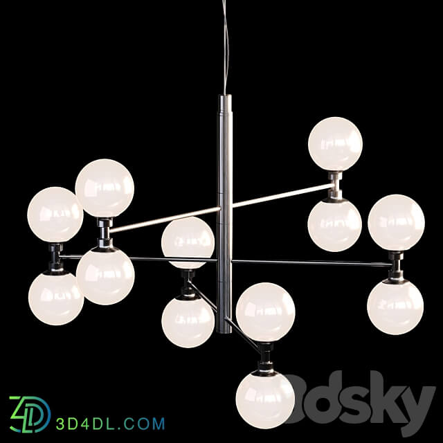 Large light pendant Grover with glass spheres in black Pendant light 3D Models