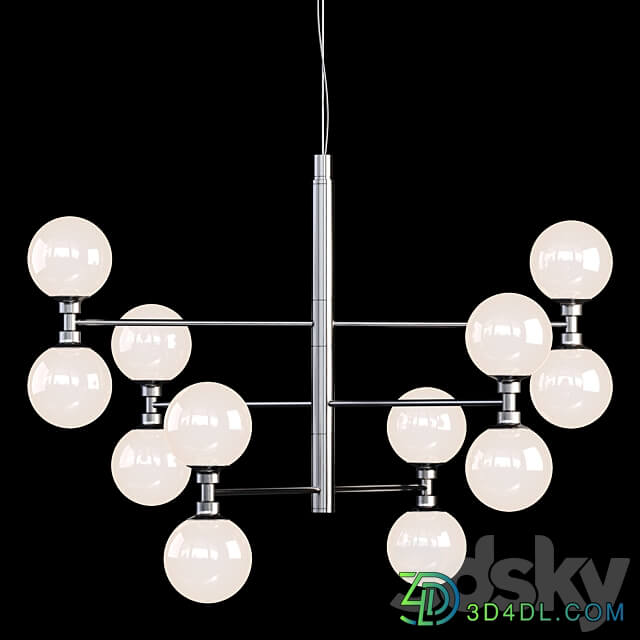 Large light pendant Grover with glass spheres in black Pendant light 3D Models