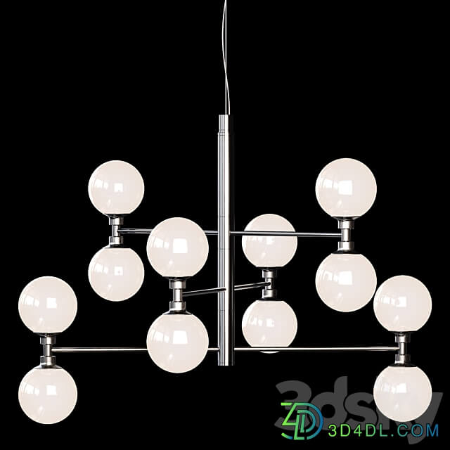 Large light pendant Grover with glass spheres in black Pendant light 3D Models