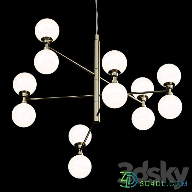 Large light pendant Grover with glass spheres in black Pendant light 3D Models